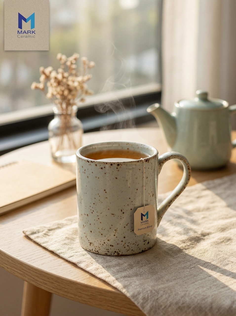 japan mug - 5 (1) แก้วมัคสไตล์ญี่ปุ่น ศิลาดล แฮนด์เมด มุมภาพแสงธรรมชาติบนโต๊ะไม้